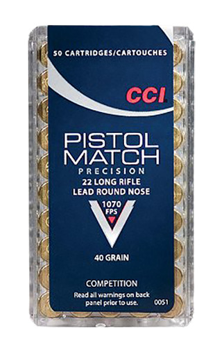 Ammunition CCI   Speer 102 ft lbs 22LR CCI 0051  22LR       PSTL MTCH 40 LRN       50/100 • Model: 102 ft lbs